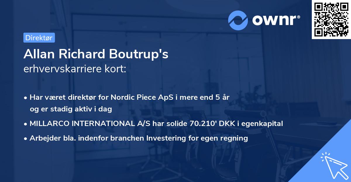 Allan Richard Boutrup's erhvervskarriere kort