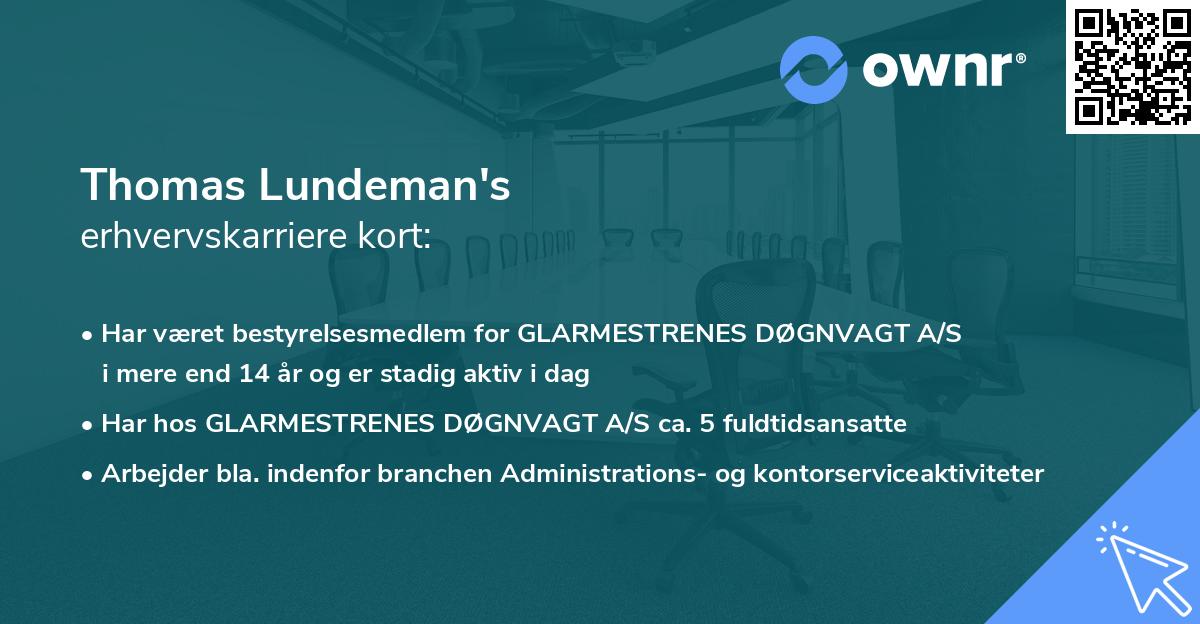 Thomas Lundeman's erhvervskarriere kort
