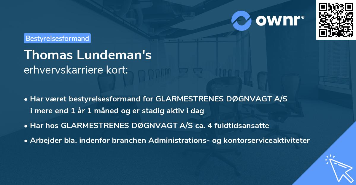 Thomas Lundeman's erhvervskarriere kort