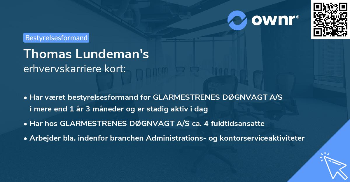 Thomas Lundeman's erhvervskarriere kort