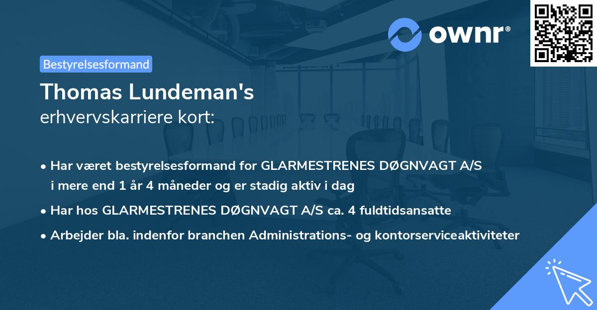 Thomas Lundeman's erhvervskarriere kort