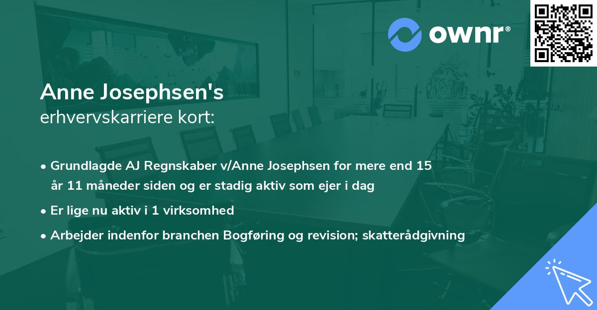 Anne Josephsen's erhvervskarriere kort