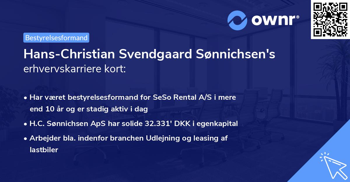 Hans-Christian Svendgaard Sønnichsen's erhvervskarriere kort