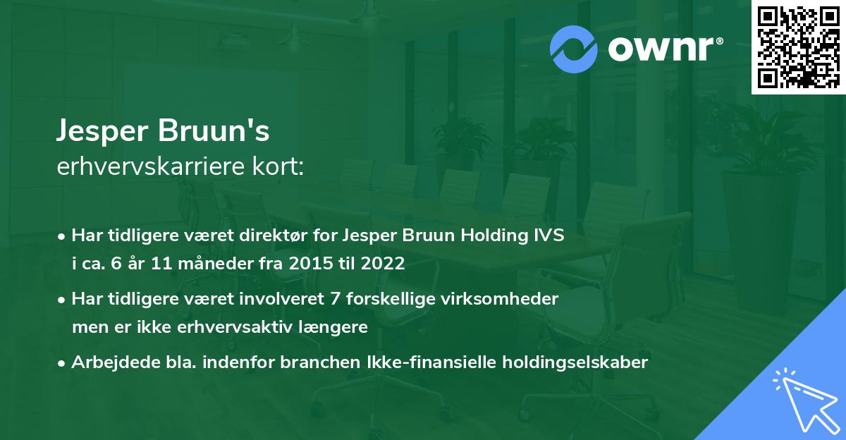 Jesper Bruun's erhvervskarriere kort