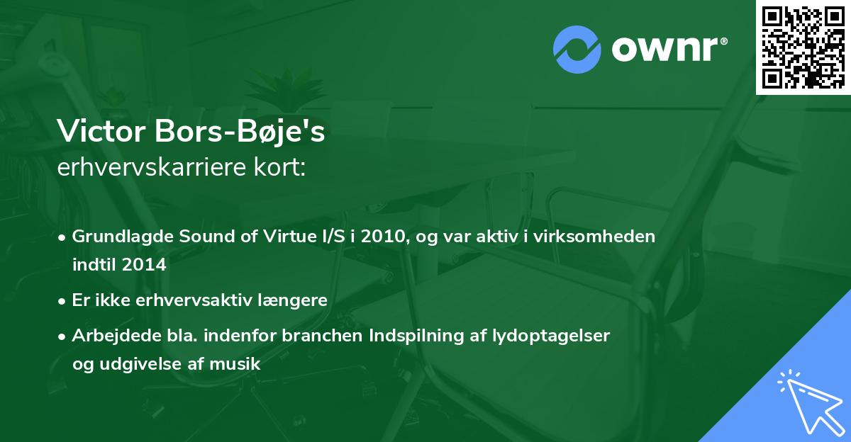 Victor Bors-Bøje's erhvervskarriere kort