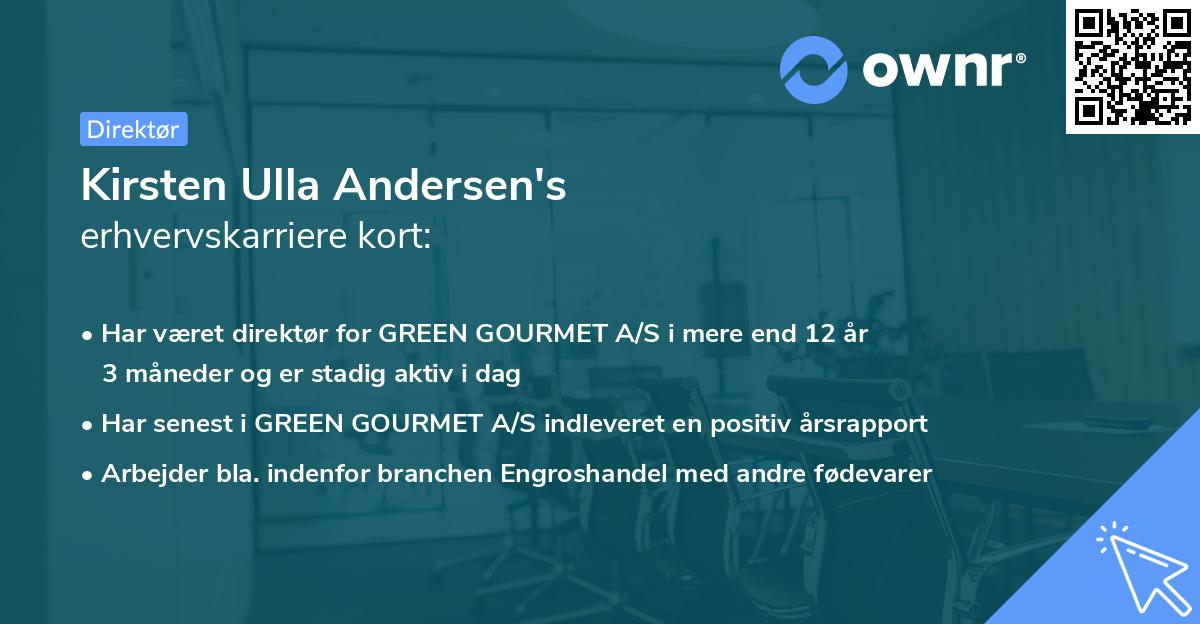 Kirsten Ulla Andersen's erhvervskarriere kort