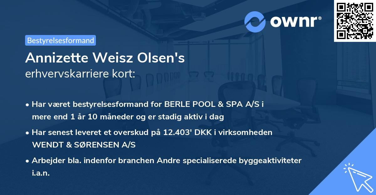 Annizette Weisz Olsen's erhvervskarriere kort