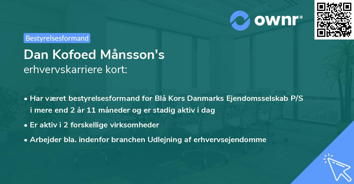 Dan Kofoed Månsson's erhvervskarriere kort