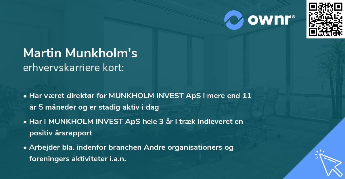 Martin Munkholm's erhvervskarriere kort