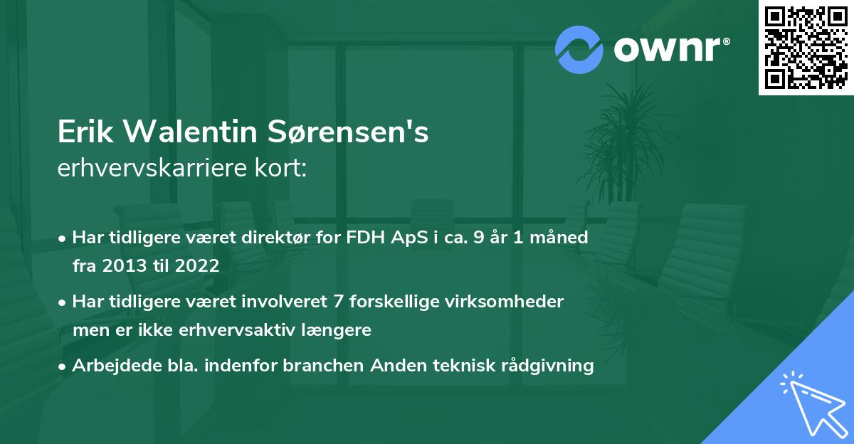 Erik Walentin Sørensen's erhvervskarriere kort