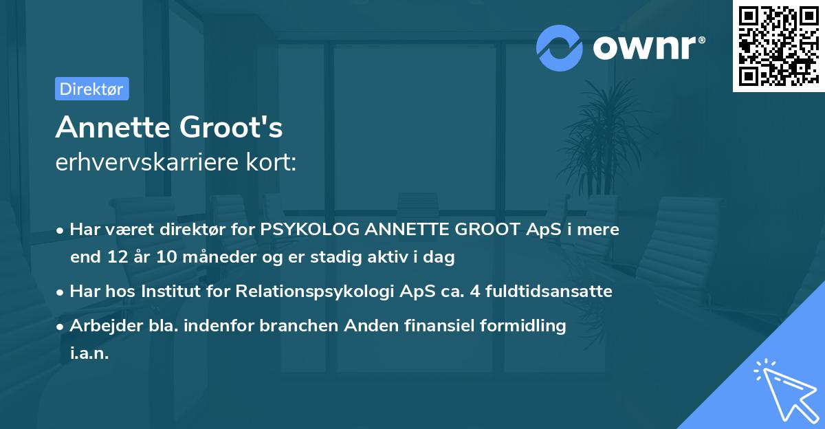 Annette Groot's erhvervskarriere kort