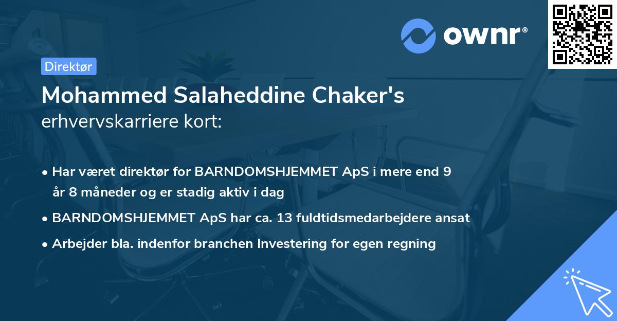 Mohammed Salaheddine Chaker's erhvervskarriere kort