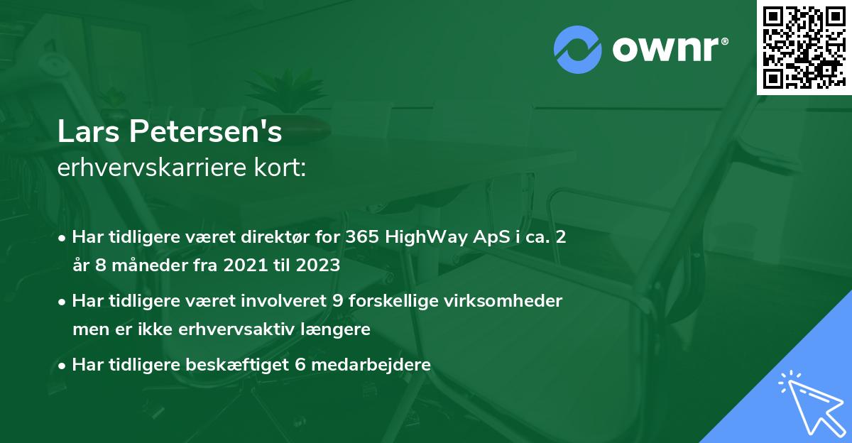 Lars Petersen's erhvervskarriere kort