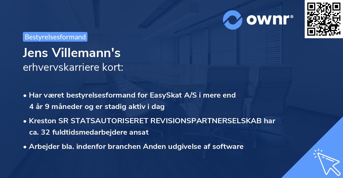 Jens Villemann's erhvervskarriere kort