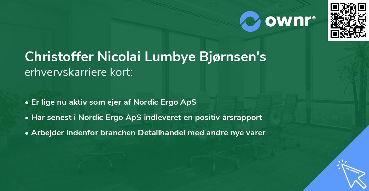 Christoffer Nicolai Lumbye Bjørnsen's erhvervskarriere kort