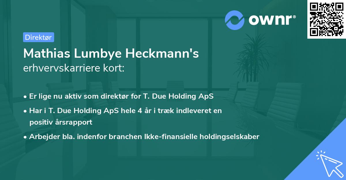 Mathias Lumbye Heckmann's erhvervskarriere kort