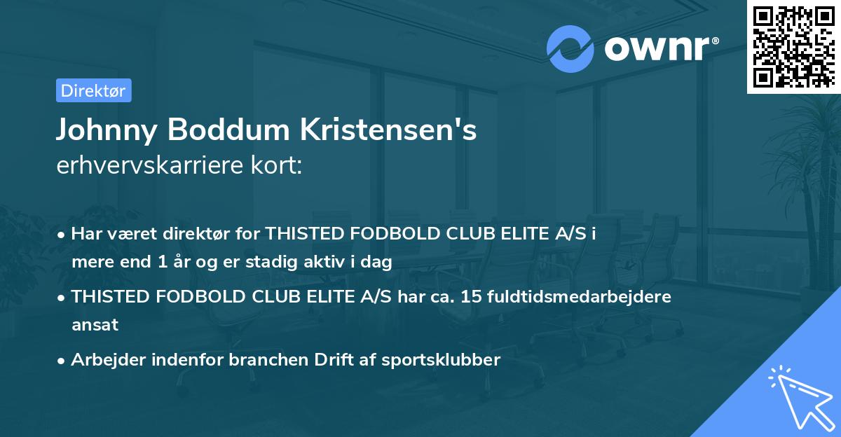 Johnny Boddum Kristensen's erhvervskarriere kort