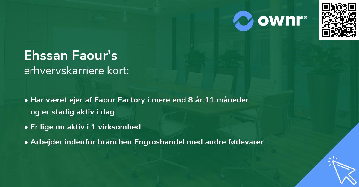 Ehssan Faour's erhvervskarriere kort