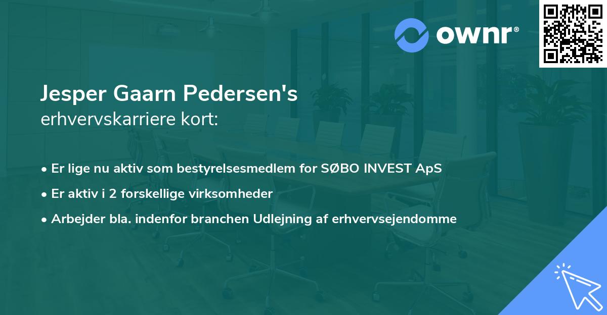 Jesper Gaarn Pedersen's erhvervskarriere kort