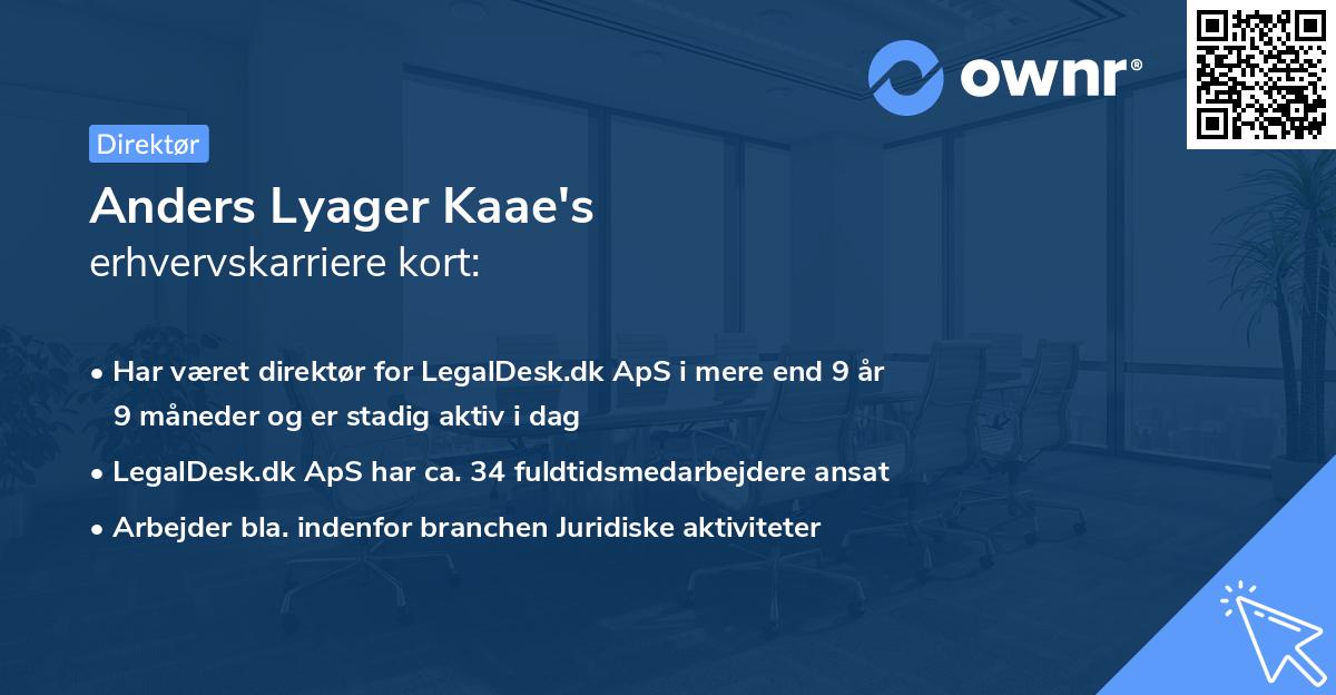 Anders Lyager Kaae's erhvervskarriere kort