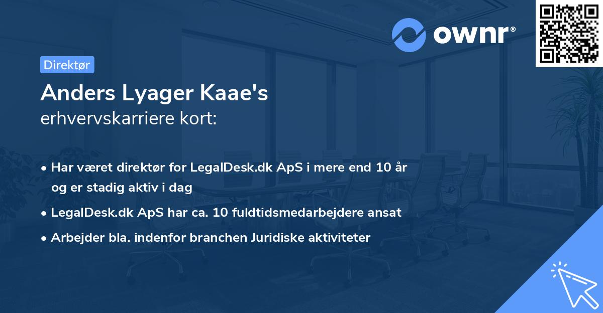 Anders Lyager Kaae's erhvervskarriere kort