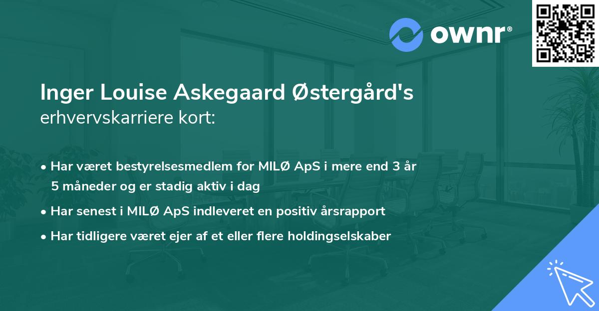 Inger Louise Askegaard Østergård's erhvervskarriere kort