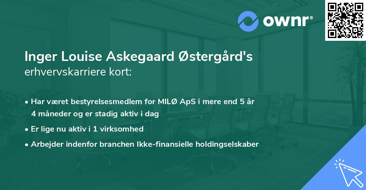 Inger Louise Askegaard Østergård's erhvervskarriere kort