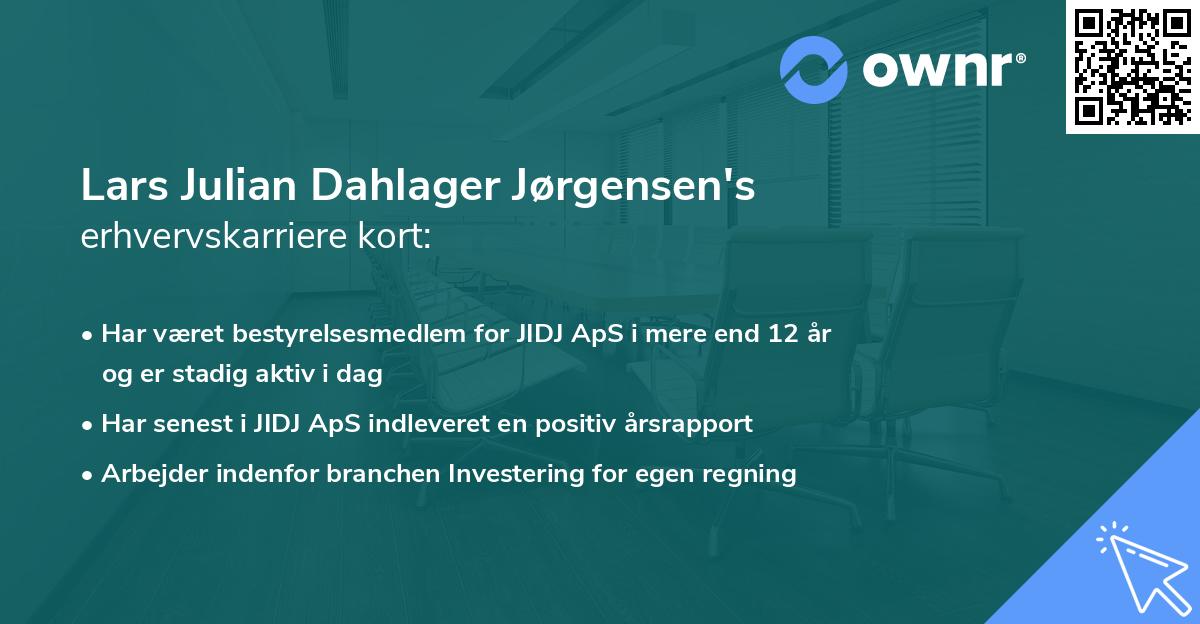 Lars Julian Dahlager Jørgensen's erhvervskarriere kort