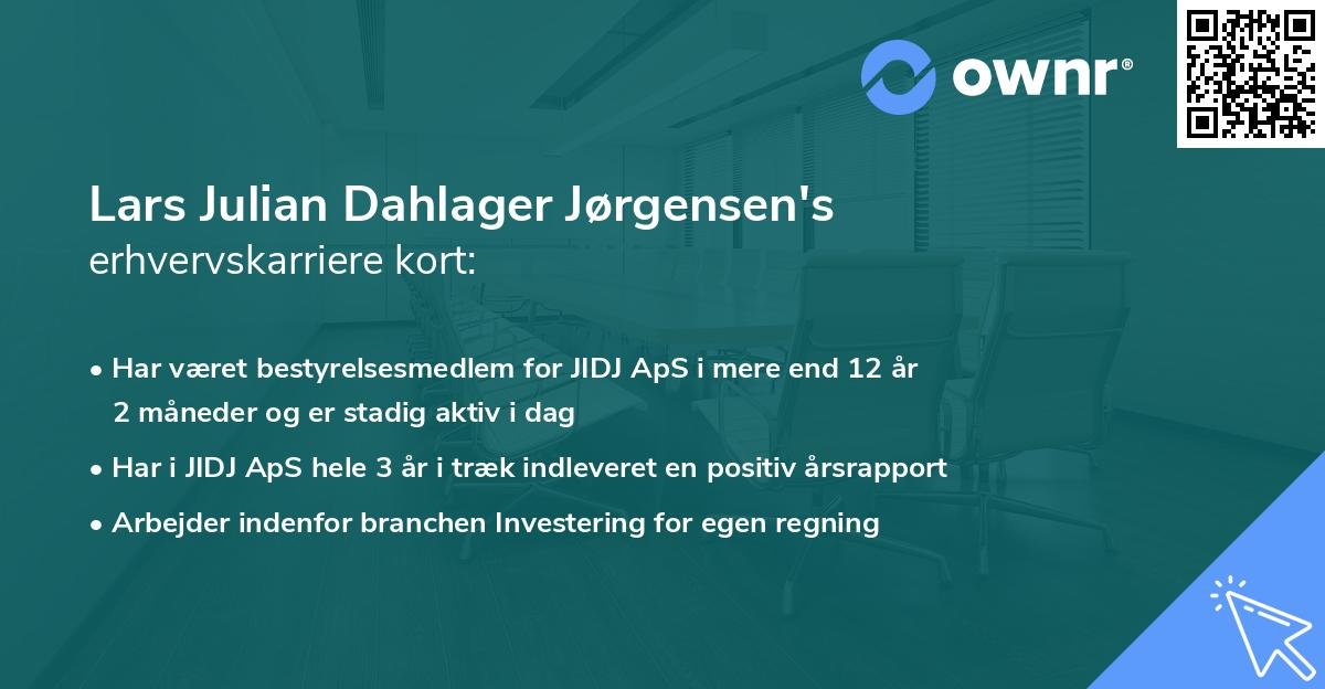 Lars Julian Dahlager Jørgensen's erhvervskarriere kort