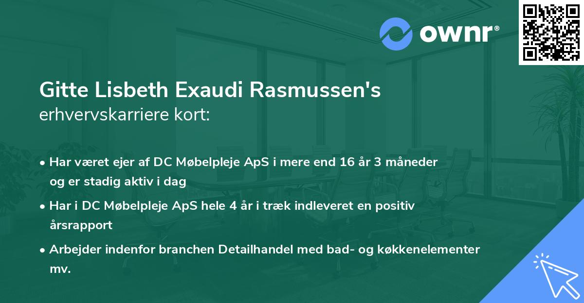 Gitte Lisbeth Exaudi Rasmussen's erhvervskarriere kort