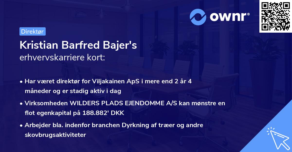 Kristian Barfred Bajer's erhvervskarriere kort