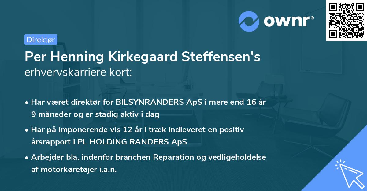 Per Henning Kirkegaard Steffensen's erhvervskarriere kort