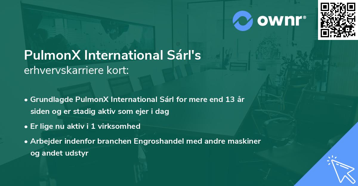 PulmonX International Sárl's erhvervskarriere kort