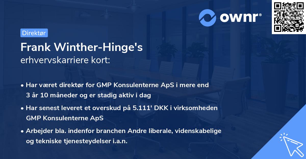 Frank Winther-Hinge's erhvervskarriere kort