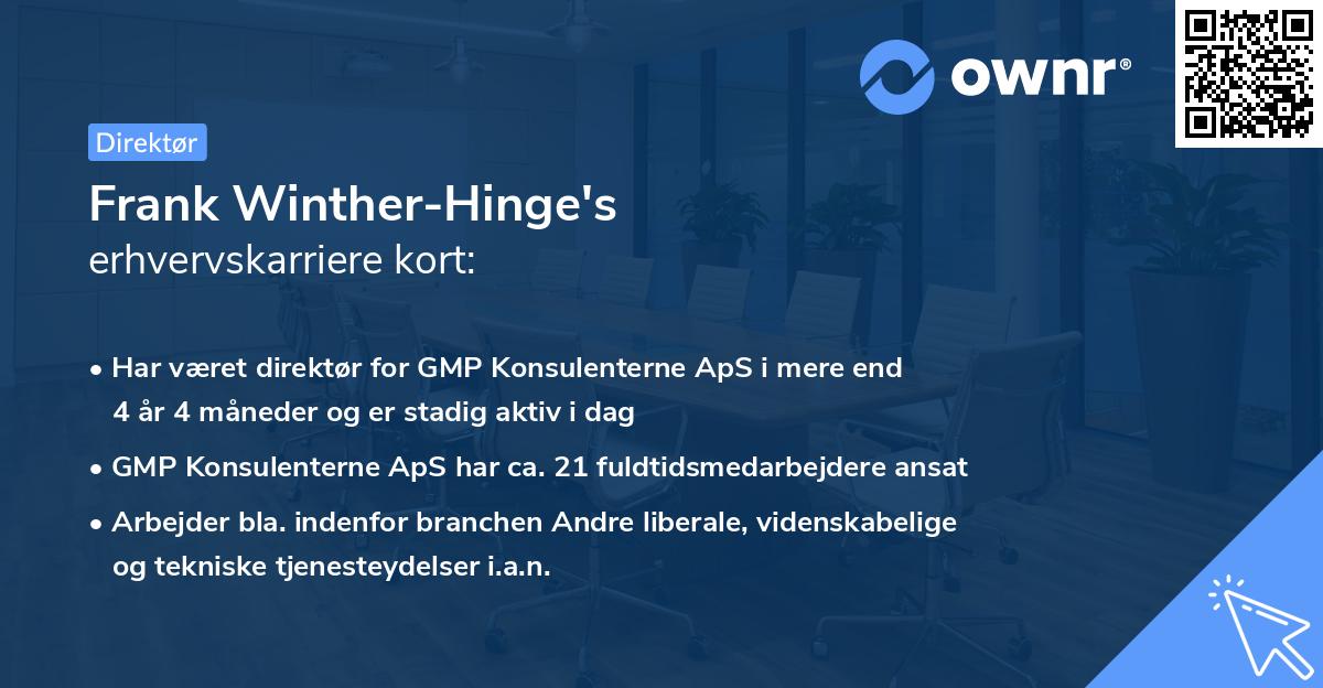 Frank Winther-Hinge's erhvervskarriere kort