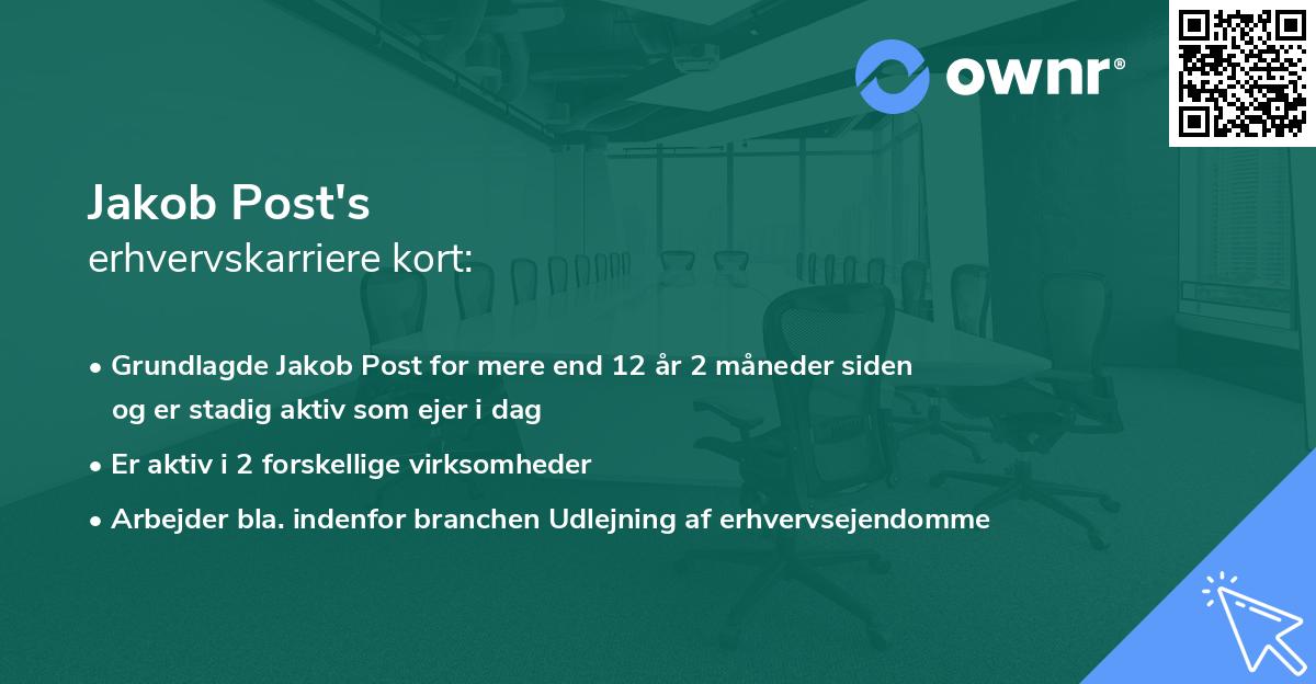 Jakob Post's erhvervskarriere kort