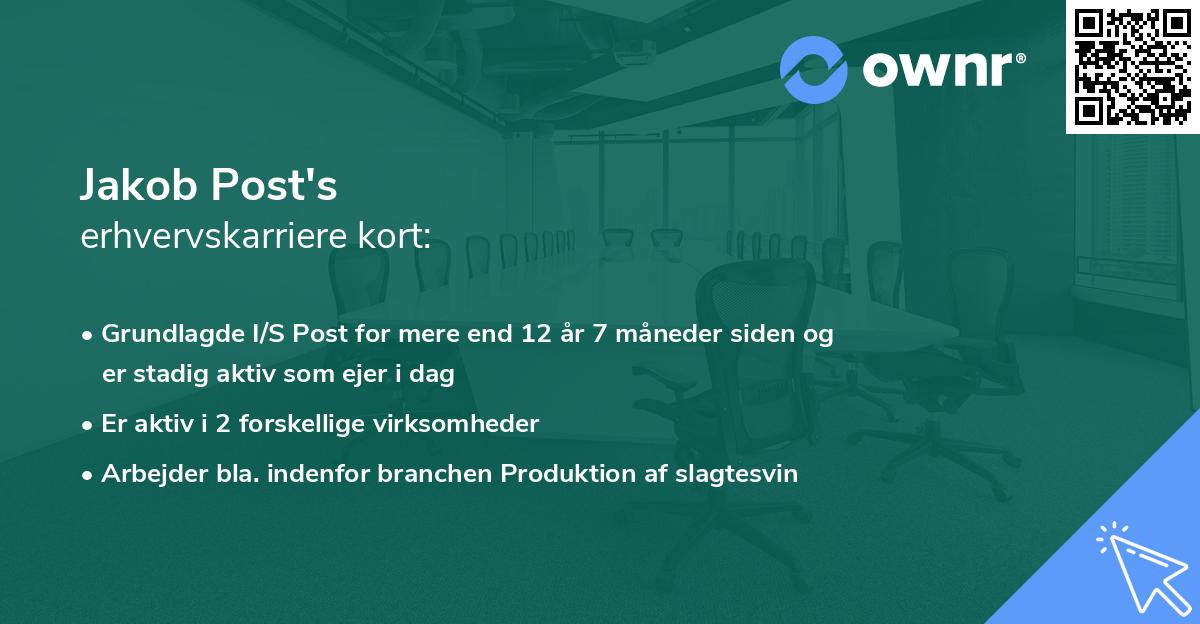 Jakob Post's erhvervskarriere kort