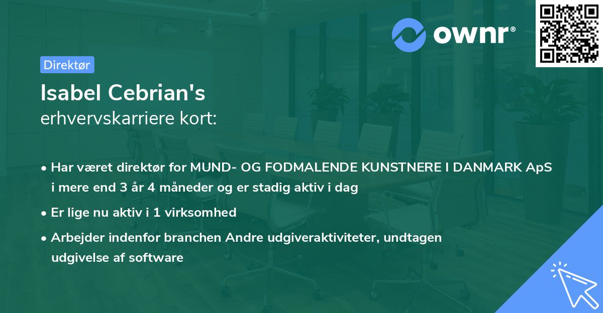 Isabel Cebrian's erhvervskarriere kort