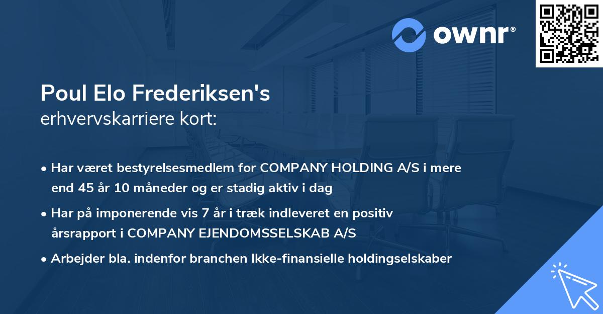 Poul Elo Frederiksen's erhvervskarriere kort