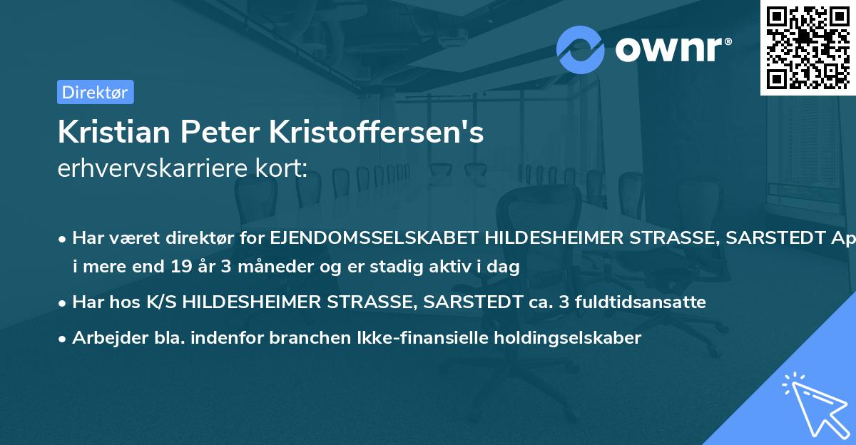 Kristian Peter Kristoffersen's erhvervskarriere kort
