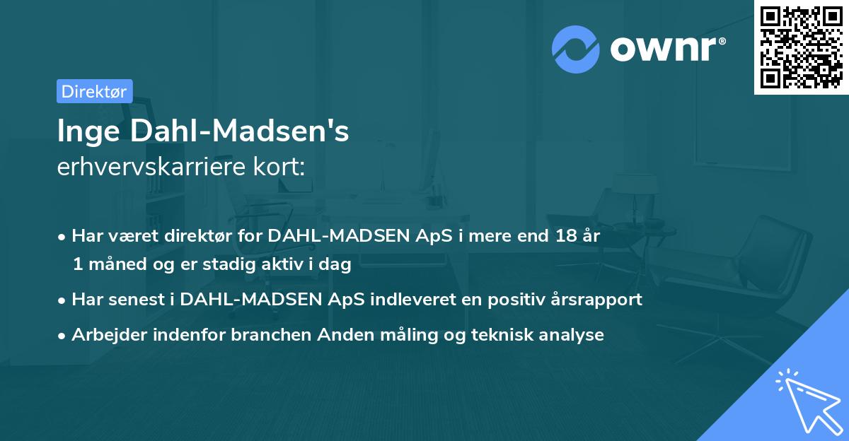 Inge Dahl-Madsen's erhvervskarriere kort