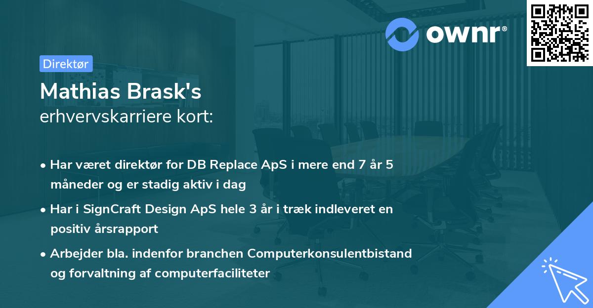 Mathias Brask's erhvervskarriere kort