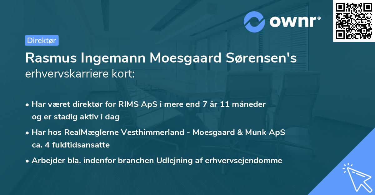 Rasmus Ingemann Moesgaard Sørensen's erhvervskarriere kort
