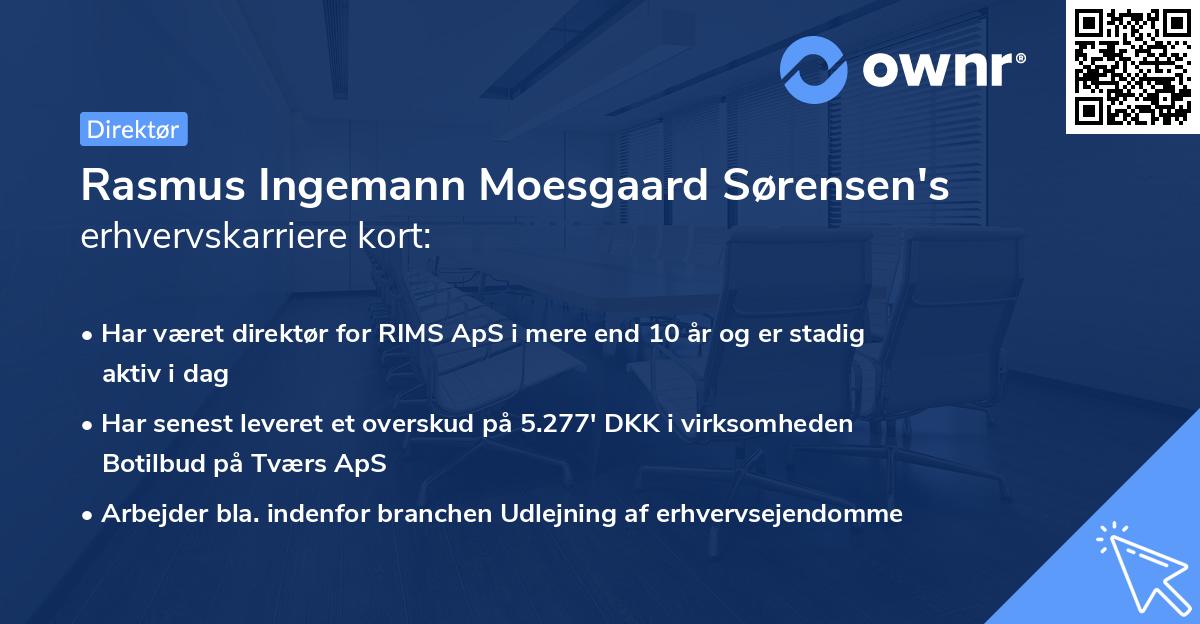 Rasmus Ingemann Moesgaard Sørensen's erhvervskarriere kort
