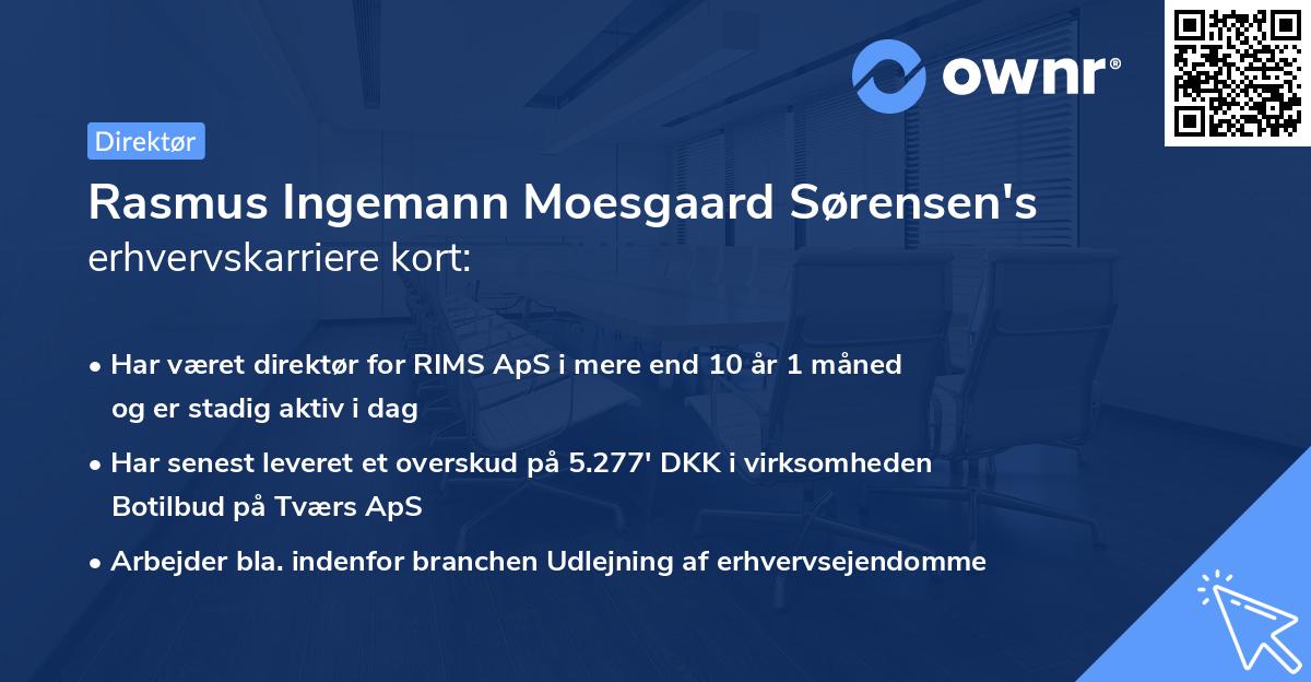 Rasmus Ingemann Moesgaard Sørensen's erhvervskarriere kort