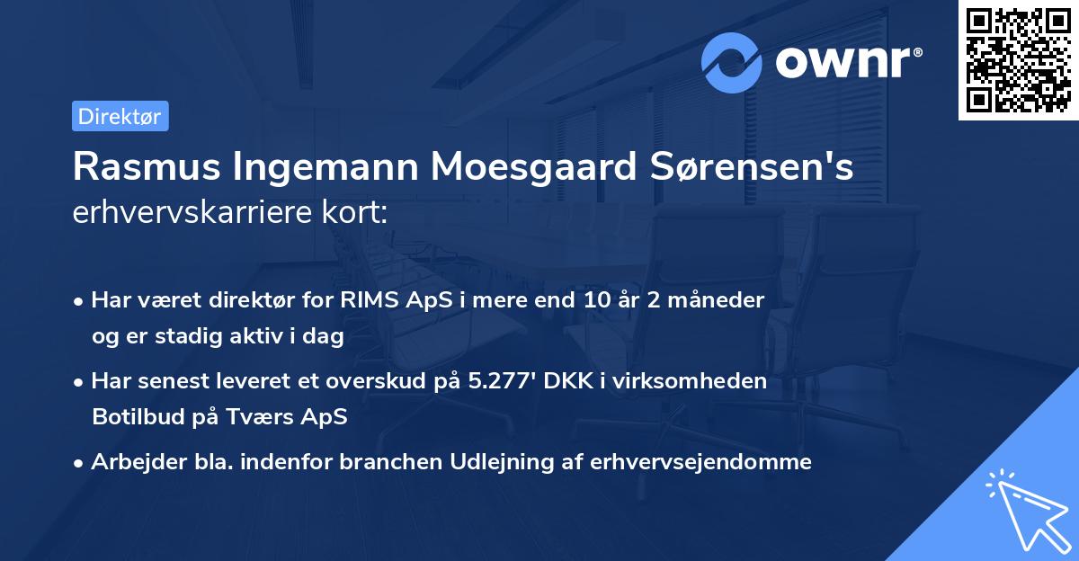 Rasmus Ingemann Moesgaard Sørensen's erhvervskarriere kort