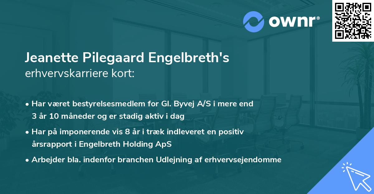 Jeanette Pilegaard Engelbreth's erhvervskarriere kort