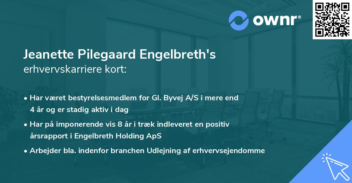 Jeanette Pilegaard Engelbreth's erhvervskarriere kort