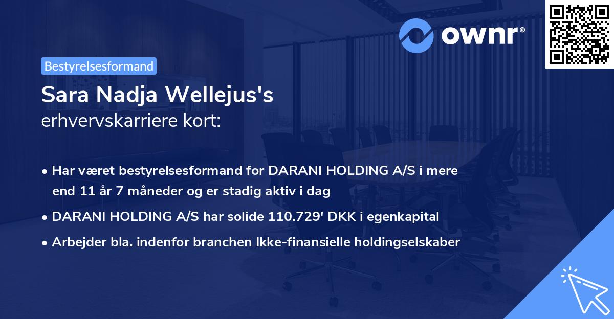 Sara Nadja Wellejus's erhvervskarriere kort