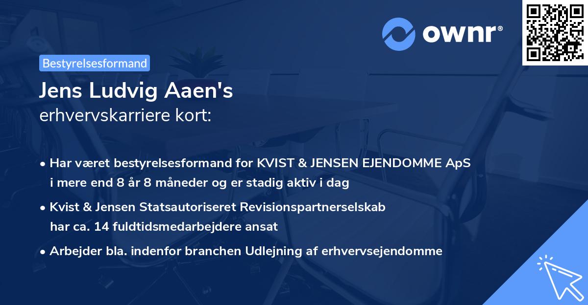 Jens Ludvig Aaen's erhvervskarriere kort